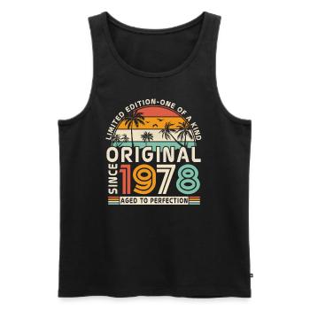 Vintage Original Seit 1978 45/46 Geburtstagsgesche - Männer Premium Bio Tank Top - Schwarz - Vorne - Michal (187cm)