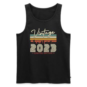 Vintage Birthday Gift 2023 - Men's Premium Organic Tank Top - black - Front - Michal (187cm)