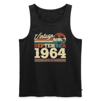 Vintage Birthday Gift 1964 - Men's Premium Organic Tank Top - black - Front - Michal (187cm)