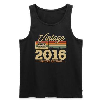 Vintage Gift 2016, 7/8 years - Men's Premium Organic Tank Top - black - Front - Michal (187cm)