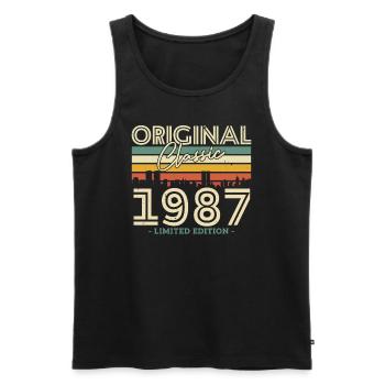 Cadeau d’anniversaire vintage 1987 - Débardeur bio Premium Homme - noir - Devant - AI Model Male 178 light (178cm)