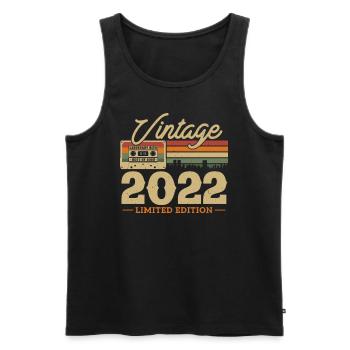 Vintage Birthday Gift 2022, 1/2 year - Men's Premium Organic Tank Top - black - Front - Michal (187cm)