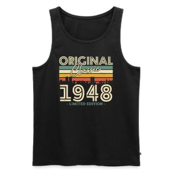 Vintage 1948 Birthday Gift - Men's Premium Organic Tank Top - black - Front - AI Model Male 178 light (178cm)