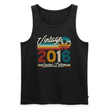 Vintage Birthday Gift 2016, 7/8 years - Men's Premium Organic Tank Top - black - Front - Michal (187cm)
