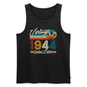 Vintage 1944 Birthday Gift - Men's Premium Organic Tank Top - black - Front - AI Model Male 178 light (178cm)