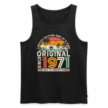 Gift Idea 52-53 Birthday 1971 Vintage - Men's Premium Organic Tank Top - black - Front - Michal (187cm)