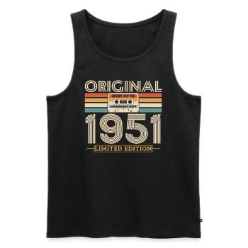 Birthday present born in 1951, 72-73 years old - Men's Premium Organic Tank Top - black - Front - AI Model Male 178 light (178cm)