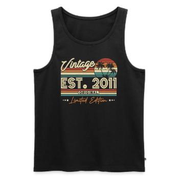 Vintage Birthday Gift 2011, 12/13 years - Men's Premium Organic Tank Top - black - Front - Michal (187cm)