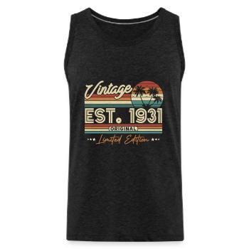 Vintage Geschenk 1931 - Männer Premium Bio Tank Top - Anthrazit - Vorne - Alexander (188cm)