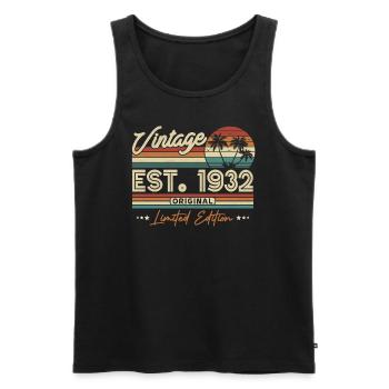 Vintage 1932 Birthday Retro - Men's Premium Organic Tank Top - black - Front - AI Model Male 178 light (178cm)