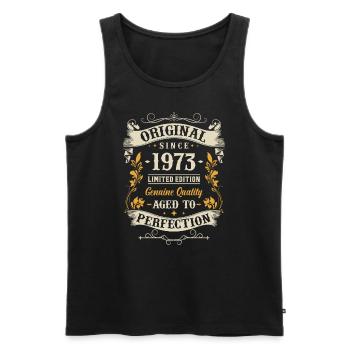 Chemise d’anniversaire vintage emblématique de 1973 - Débardeur bio Premium Homme - noir - Devant - Michal (187cm)