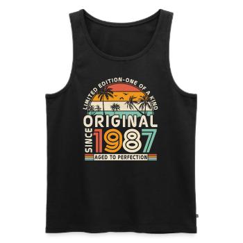Chemise d’anniversaire légendaire vintage 1987 - Débardeur bio Premium Homme - noir - Devant - Michal (187cm)