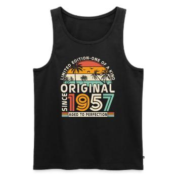 1957 Chemise d’anniversaire vintage - Débardeur bio Premium Homme - noir - Devant - Michal (187cm)