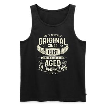 Vintage 1981 Birthday Surprise - Men's Premium Organic Tank Top - black - Front - Michal (187cm)