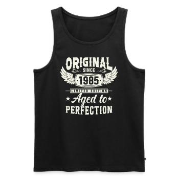Jahrgangs-Geschenk 1985, 38 Jahre - Männer Premium Bio Tank Top - Schwarz - Vorne - Michal (187cm)