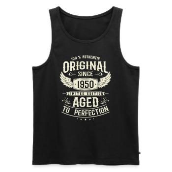 Cadeau vintage des années 1950 - 73 ans - Débardeur bio Premium Homme - noir - Devant - Michal (187cm)