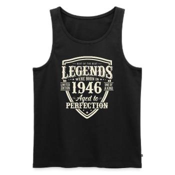 Cadeau d’anniversaire : Millésime 1946, 77 ans - Débardeur bio Premium Homme - noir - Devant - Michal (187cm)