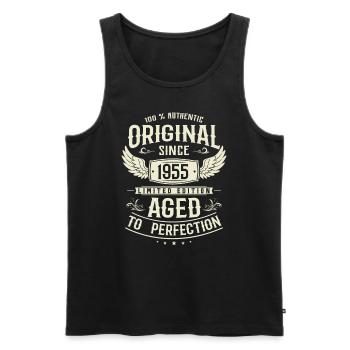 Cadeau d’anniversaire: Millésime 1955 - 68 ans - Débardeur bio Premium Homme - noir - Devant - Michal (187cm)