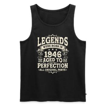 Cadeau d’anniversaire vintage 1946 77/78 - Débardeur bio Premium Homme - noir - Devant - Michal (187cm)