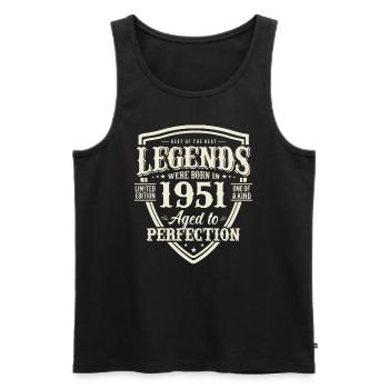 Legendary birthday present 72/73 years - Men's Premium Organic Tank Top - black - Front - AI Model Male 178 light (178cm)