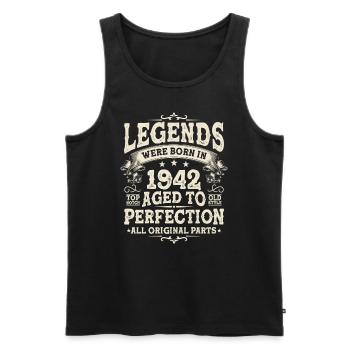 Anniversaire 1942 Légende - Débardeur bio Premium Homme - noir - Devant - Michal (187cm)