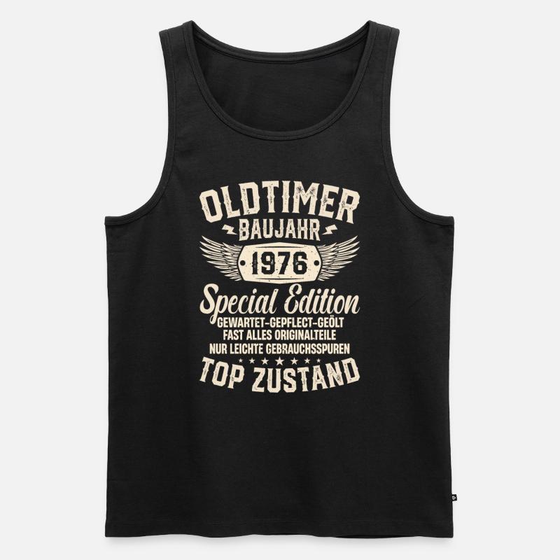 Nostalgie-Geschenk '76er Oldtimer - Männer Premium Bio Tank Top - Schwarz