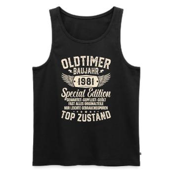 Oldtimer Geschenk 1981 Geburtstag - Männer Premium Bio Tank Top - Schwarz - Vorne - Michal (187cm)