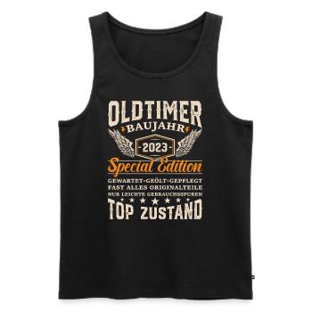 Retro Geschenkidee '23 - Männer Premium Bio Tank Top - Schwarz - Vorne - Michal (187cm)