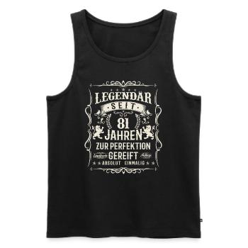 Geburtstagsgeschenk: Perfektion seit 81 Jahren - Männer Premium Bio Tank Top - Schwarz - Vorne - Michal (187cm)