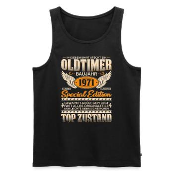 Vintage Oldtimer Geschenk 1971 - Männer Premium Bio Tank Top - Schwarz - Vorne - Michal (187cm)