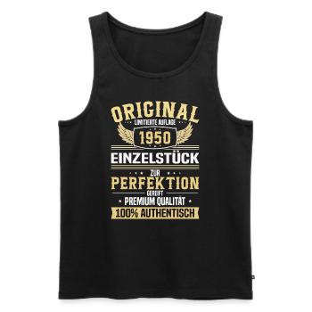 Jahrgangsgeschenk 1950 - Einzigartige Rarität - Männer Premium Bio Tank Top - Schwarz - Vorne - Michal (187cm)