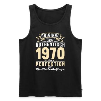 Authentisches 1970er Vintage Geschenk - Männer Premium Bio Tank Top - Schwarz - Vorne - AI Model Male 178 light (178cm)