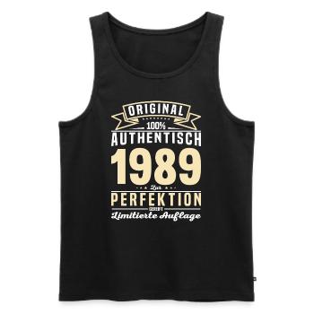 Vintage 1989 - Authentisches Geburtstagsgeschenk - Männer Premium Bio Tank Top - Schwarz - Vorne - Michal (187cm)