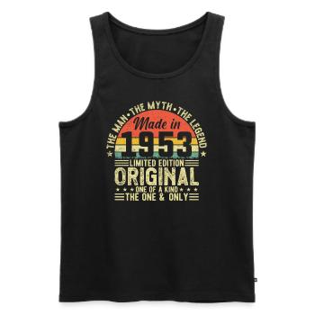 Vintage Legend 1953 70/71 - Men's Premium Organic Tank Top - black - Front - AI Model Male 178 light (178cm)