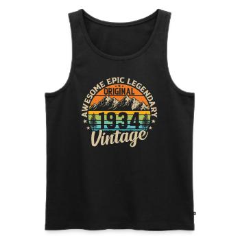 1934 - 90th Birthday Vintage - Men's Premium Organic Tank Top - black - Front - AI Model Male 178 light (178cm)