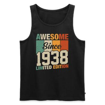 "1938 Birthday Shirt - Retro Style for 86 Years - Men's Premium Organic Tank Top - black - Front - AI Model Male 178 light (178cm)