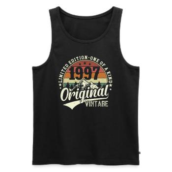 T-shirt d’anniversaire emblématique de 1997 - Débardeur bio Premium Homme - noir - Devant - Michal (187cm)