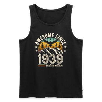1939 - Vintage Birthday Gift - Men's Premium Organic Tank Top - black - Front - Michal (187cm)