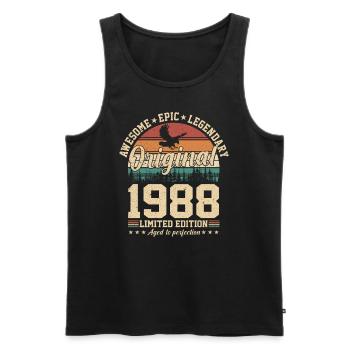 1988 - Eine Legendäre Reise durch die Zeit - Männer Premium Bio Tank Top - Schwarz - Vorne - AI Model Male 178 light (178cm)
