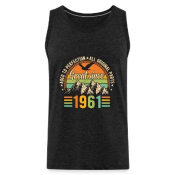 1961 - A legendary year - Men's Premium Organic Tank Top - charcoal grey - Front - Alexander (188cm)