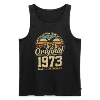 Legendary 1973: Vintage 50th Birthday - Men's Premium Organic Tank Top - black - Front - AI Model Male 178 light (178cm)