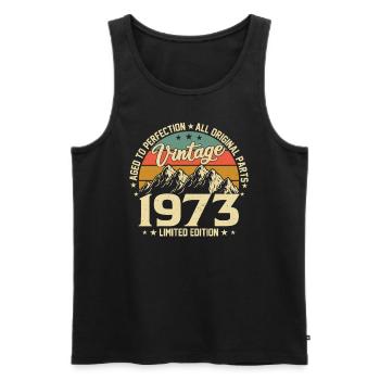 Legendary 1973 Birthday Shirt - Men's Premium Organic Tank Top - black - Front - AI Model Male 178 light (178cm)