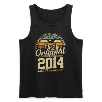10 ans Vintage Anniversaire 2014 - Débardeur bio Premium Homme - noir - Devant - AI Model Male 178 light (178cm)