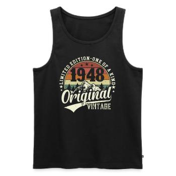 Vintage Birthday 1948 Retro - Men's Premium Organic Tank Top - black - Front - AI Model Male 178 light (178cm)