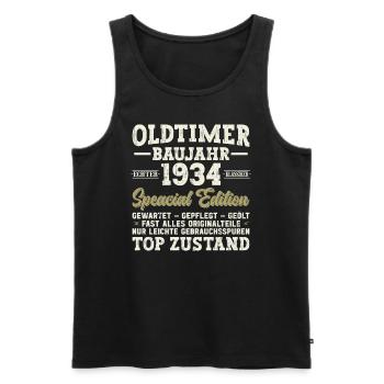 Vintage 1934 - 90. Geburtstag - Männer Premium Bio Tank Top - Schwarz - Vorne - AI Model Male 178 light (178cm)