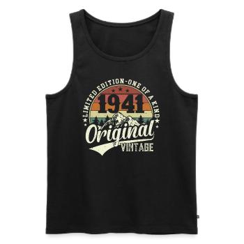 Vintage 1941 Birthday - Men's Premium Organic Tank Top - black - Front - Michal (187cm)