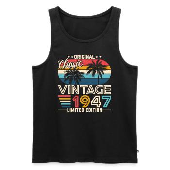 Vintage 77e anniversaire rétro 1947 - Débardeur bio Premium Homme - noir - Devant - Michal (187cm)