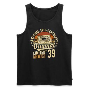 1939 Vintage Birthday 85 - Men's Premium Organic Tank Top - black - Front - AI Model Male 178 light (178cm)