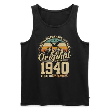 Vintage Birthday 84 Years 1940 - Men's Premium Organic Tank Top - black - Front - AI Model Male 178 light (178cm)