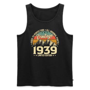 Vintage 85th Birthday 1939 - Men's Premium Organic Tank Top - black - Front - AI Model Male 178 light (178cm)